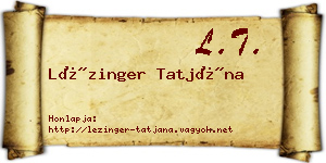 Lézinger Tatjána névjegykártya